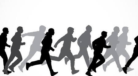Seamless texture running vector silhouettesのイラスト素材