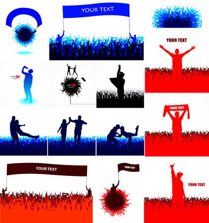 Promotional posters from the crowd of people.のイラスト素材