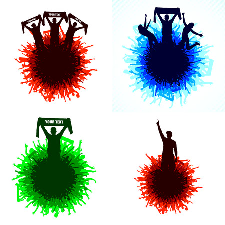 Banners of happy peopleのイラスト素材