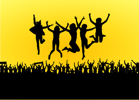 Happy jumping peopleのイラスト素材