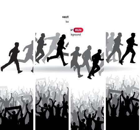 Running vector silhouettesのイラスト素材