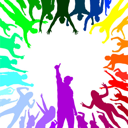 Banner of cheering peopleのイラスト素材