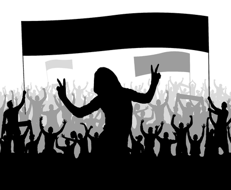 Seamless wallpaper with cheering peopleのイラスト素材