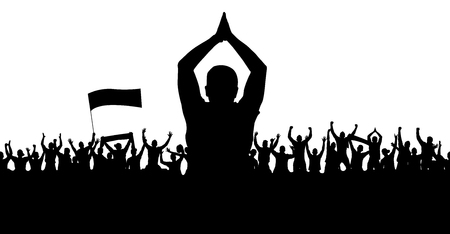 Seamless wallpaper with cheering peopleのイラスト素材