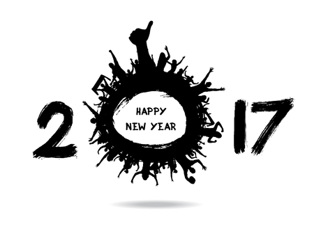 Happy New Year 2017 from the cheering peopleのイラスト素材