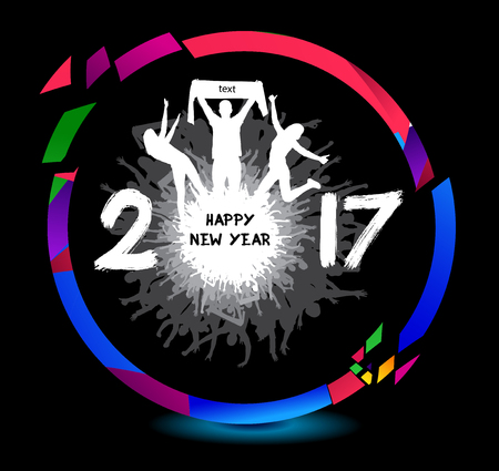 Happy New Year 2017 from the cheering peopleのイラスト素材