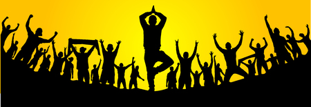 Yoga pose and fansのイラスト素材