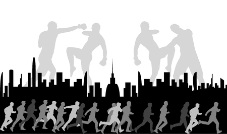 Silhouettes sports people.Poster.のイラスト素材