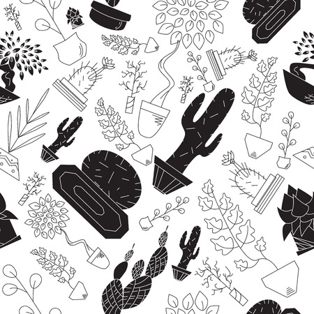 Seamless texture of houseplantsのイラスト素材