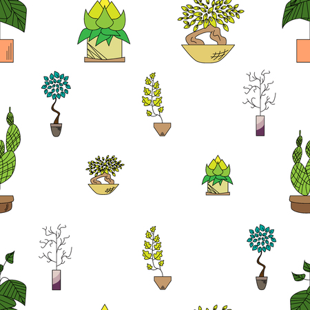 Seamless texture of houseplantsのイラスト素材