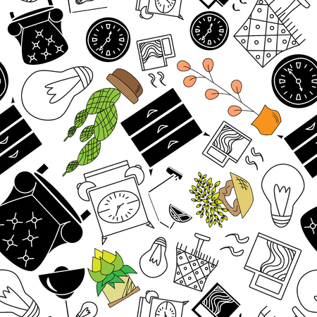 Seamless texture of accessories for home interiorのイラスト素材