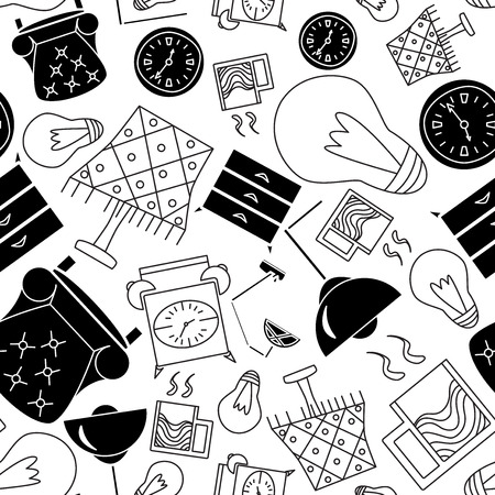 Seamless texture of accessories for home interiorのイラスト素材