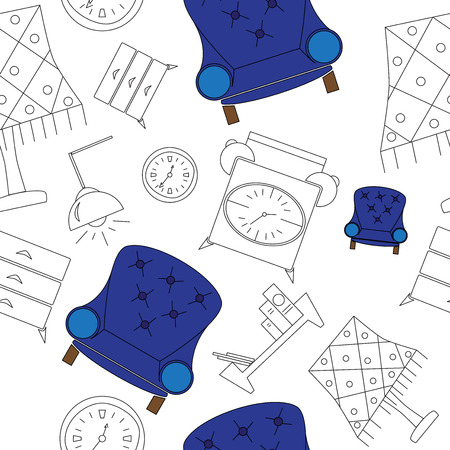 Furniture icon seamless pattern Vector illustration.のイラスト素材
