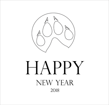 Christmas cards 2018 per year dogのイラスト素材