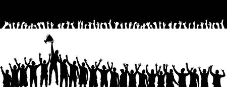 Cheering people with champion Cupのイラスト素材