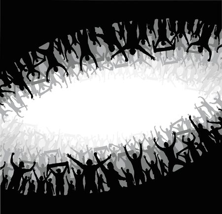 Background abstract with happy crowd people Applause cheerful people in party Cheer silhouette crowd in sport event.のイラスト素材