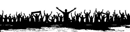Background abstract with happy crowd people Applause cheerful people in party Cheer silhouette crowd in sport event.のイラスト素材