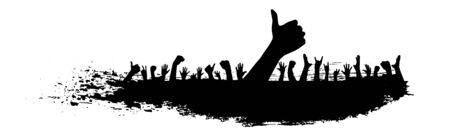 Background with crowd people. Applause cheerful people in party.のイラスト素材