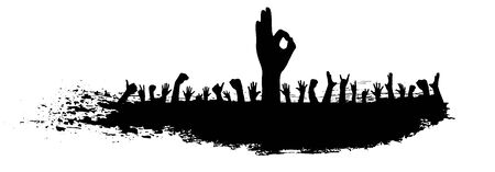 Background with crowd people. Applause cheerful people in party.のイラスト素材