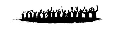 Background abstract with happy crowd people Applause cheerful people in party Cheer silhouette crowd in sport event.のイラスト素材