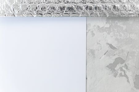 Plaster background texture, cement floor texture, concrete, gray and white edges, abstract pattern, silver background. The concept of the combination of backgroundsの写真素材