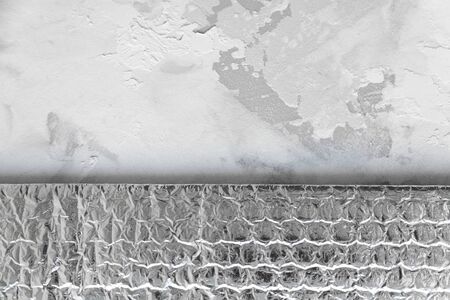 Plaster background texture, cement floor texture, concrete, black and white edges, abstract pattern, silver background. The concept of the combination of backgroundsの写真素材