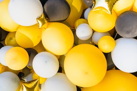 texture, background of yellow and black balloonsの写真素材