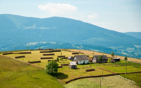 Rural landscape in the mountains, Carpathian, Ukraine.の写真素材