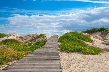 Footbridge Connecting with Blue Sky.の写真素材