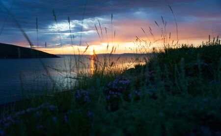 Dawn over the river view landscapeの写真素材