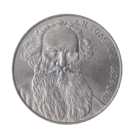 one ruble 
soviet union.LN Tolstoy on a white backgroundの写真素材
