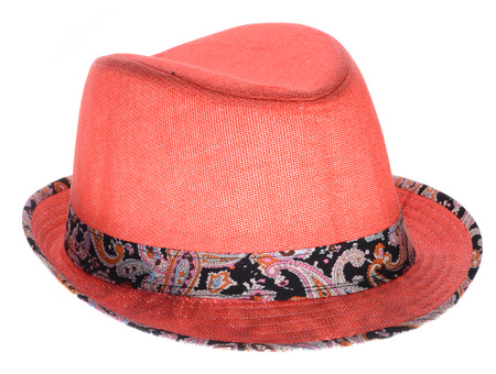 red hat with a brim isolated on white backgroundの写真素材