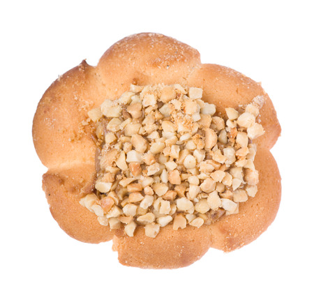 cookies with nuts, isolated on a white backgroundの写真素材