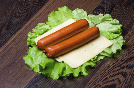 cooked food on a wooden table.の写真素材