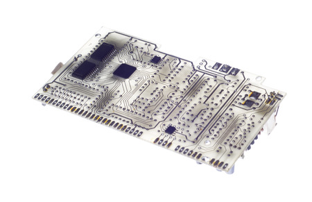 Electronic circuit board isolated on a white background