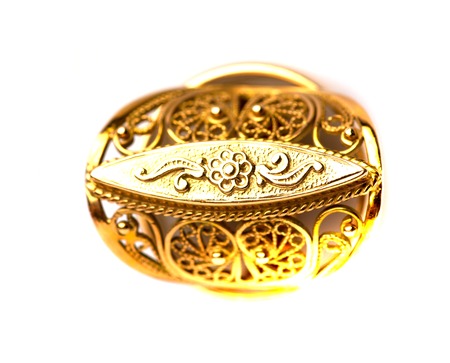 gold ring isolated on a white background.top view .の写真素材
