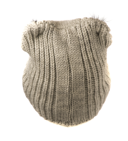 knitted hat isolated on white background .の写真素材