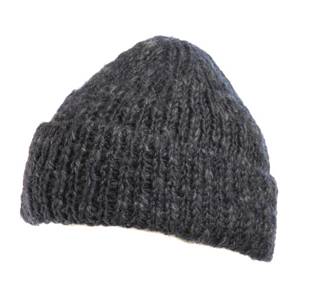 knitted hat isolated on white background .gray.の写真素材