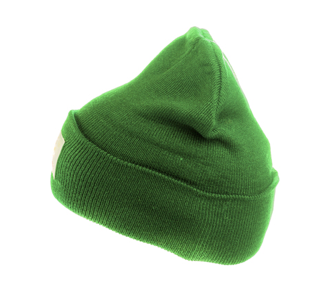 knitted hat isolated on white background .の写真素材