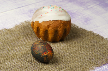 Easter cake . Easter eggs.Rustic style.