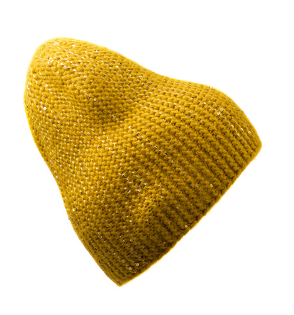 hat isolated on white background .knitted hat .yellow hat ,の写真素材
