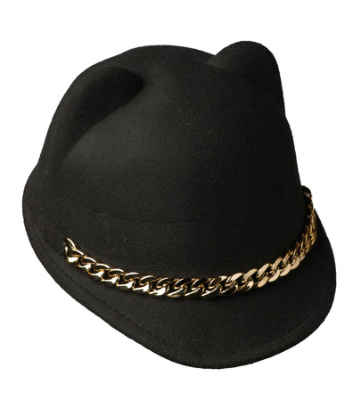 Women's hat felt isolated on white background .fashion hat felt.black hat felt .の写真素材