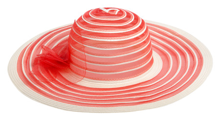 woman  hat isolated on white background .Women's beach hat . colorful hat .の写真素材