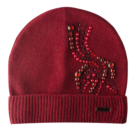 Women's hat . knitted hat isolated on white background.の写真素材