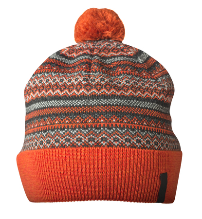 knitted hat isolated on white background.hat with pompon .の写真素材