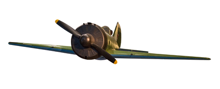 Soviet aircraft of World War II isolated on white background. airplane front view .
