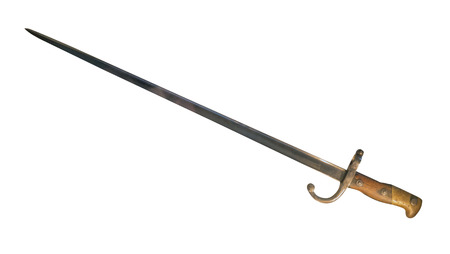saber isolated on white background. old saber from the second world war.の写真素材