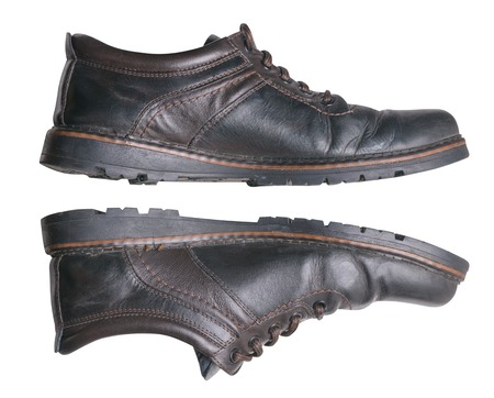 leather shoes isolated on white background. leather casual shoes.の写真素材