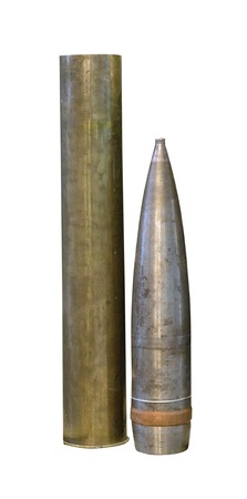 artillery shell isolated on white background. artillery shell from the second world war.