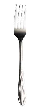 fork  isolated on white background. metal fork.   vintage fork cutlery top view